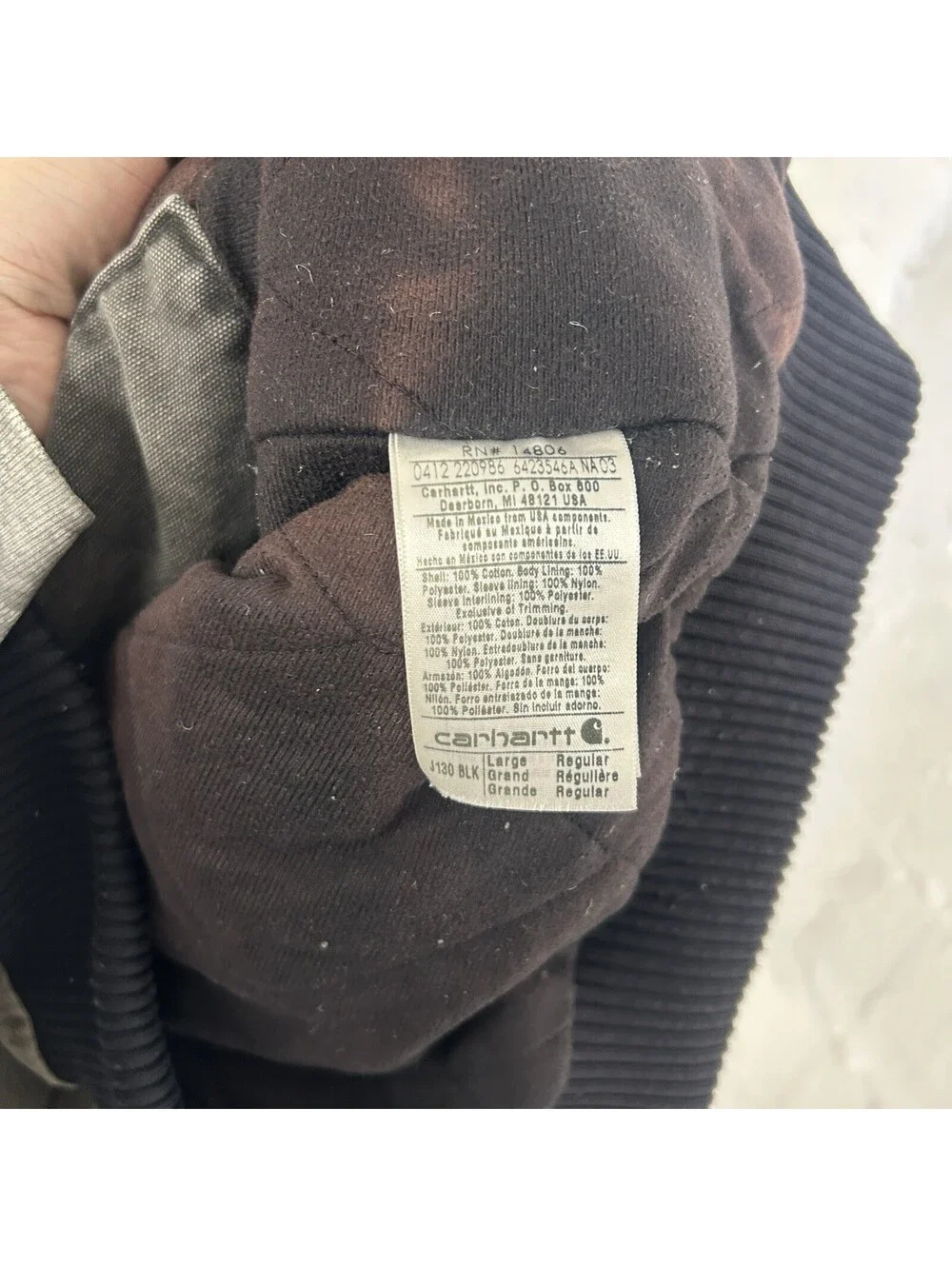 Vintage Faded Carhartt Quilted Hooded Active Jacket “Black”